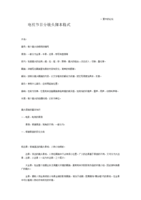 电视节目分镜头脚本创作指南 格式与实用解析